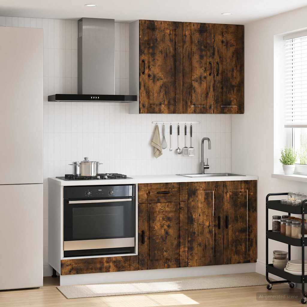 vidaXL Kitchen Unit PORTO 5 pcs Smoked Oak Engineered Wood