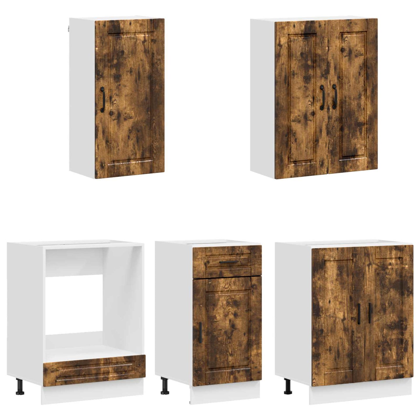 vidaXL Kitchen Unit PORTO 5 pcs Smoked Oak Engineered Wood