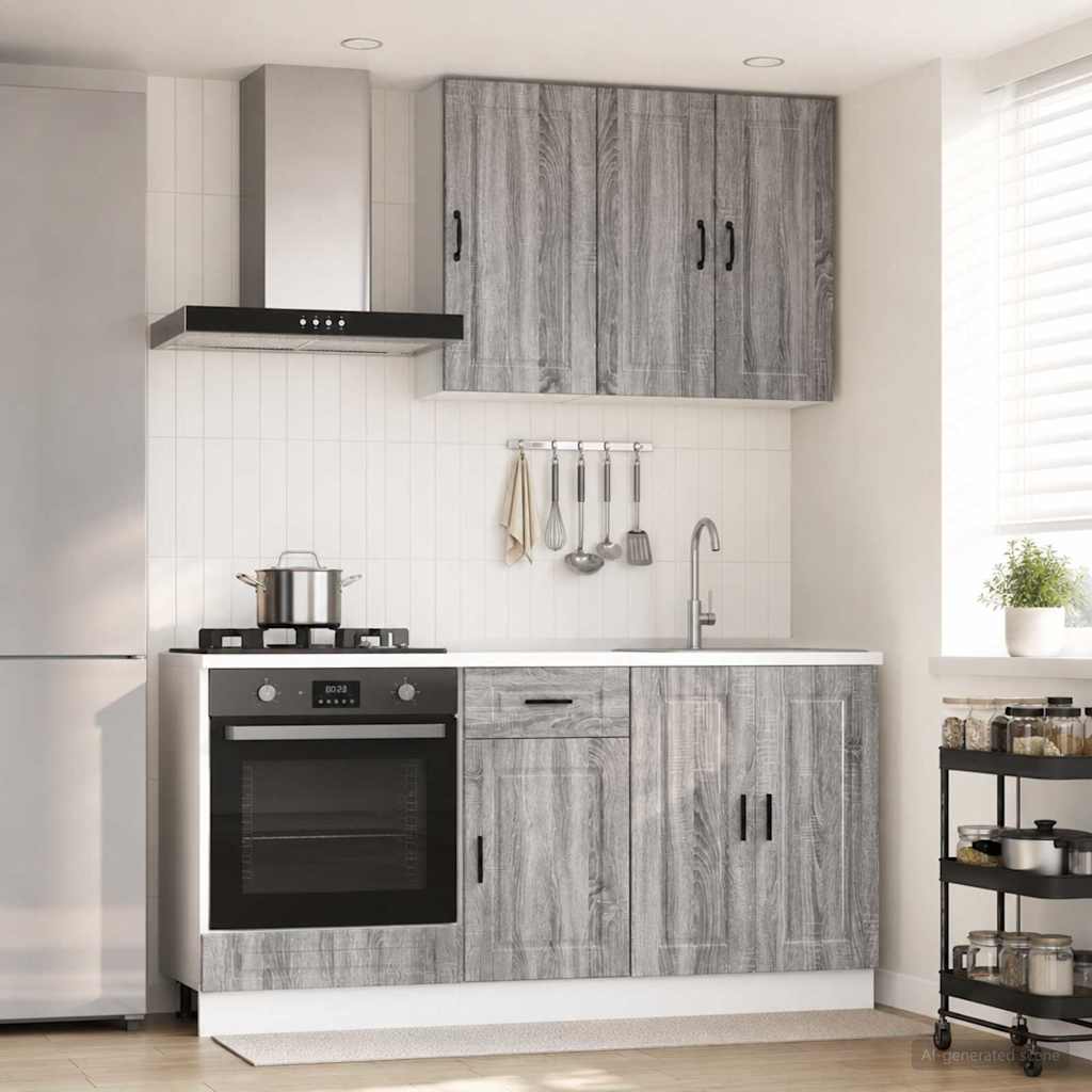 vidaXL Kitchen Unit PORTO 5 pcs Grey Sonoma Engineered Wood