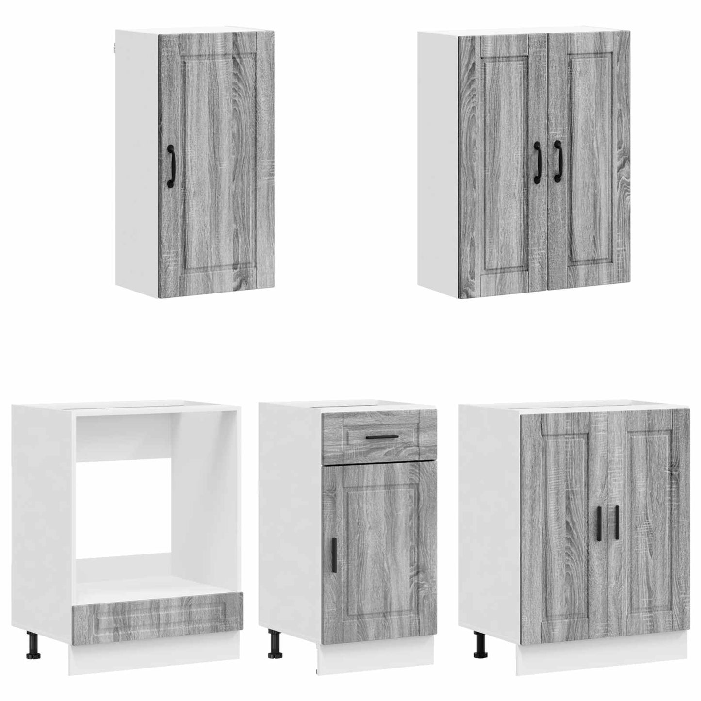 vidaXL Kitchen Unit PORTO 5 pcs Grey Sonoma Engineered Wood