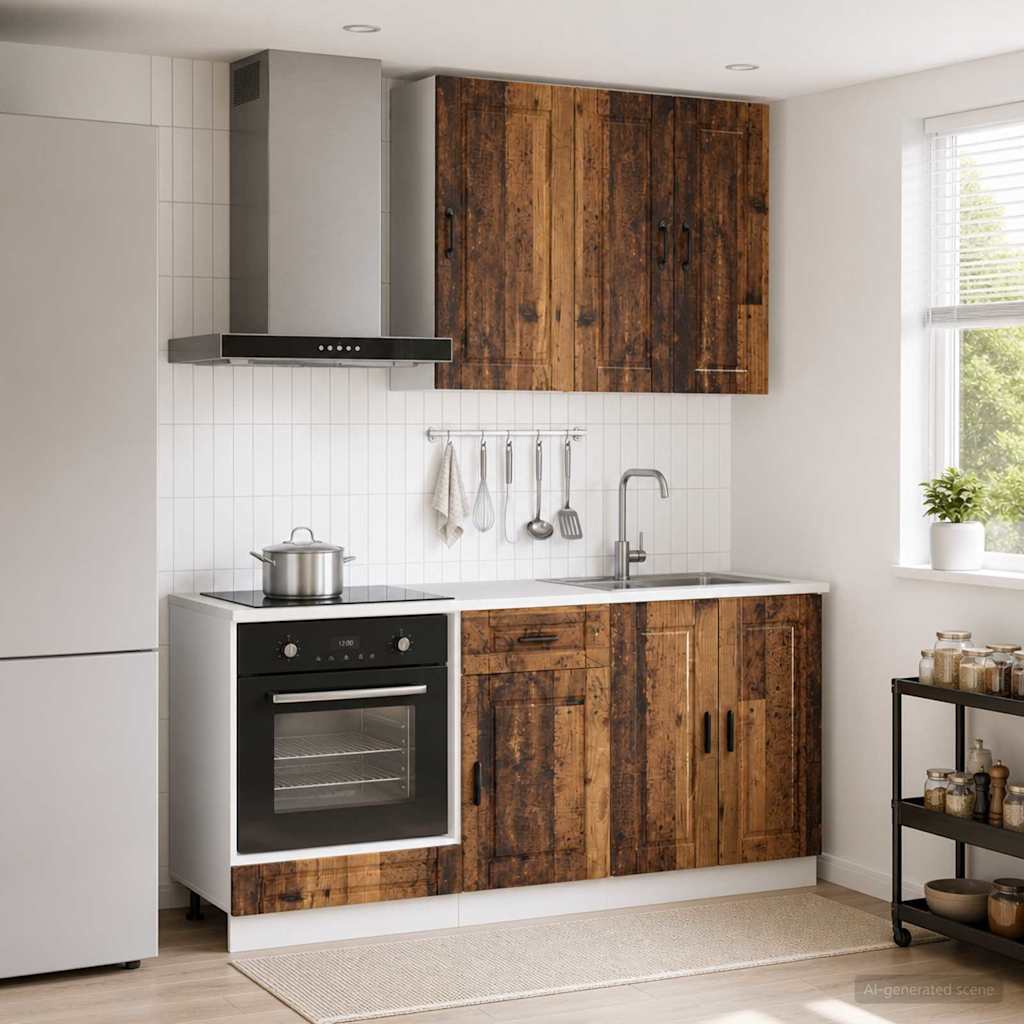 vidaXL Kitchen Unit PORTO 5 pcs Old Wood Engineered Wood