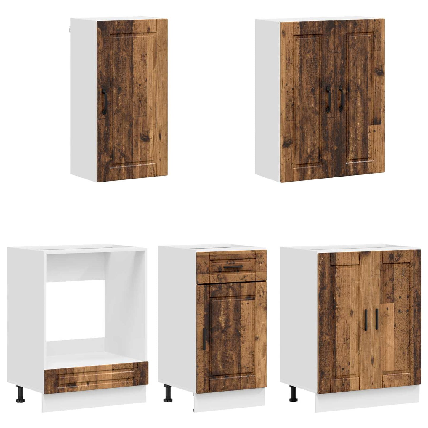 vidaXL Kitchen Unit PORTO 5 pcs Old Wood Engineered Wood