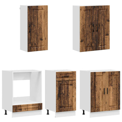 vidaXL Kitchen Unit PORTO 5 pcs Old Wood Engineered Wood