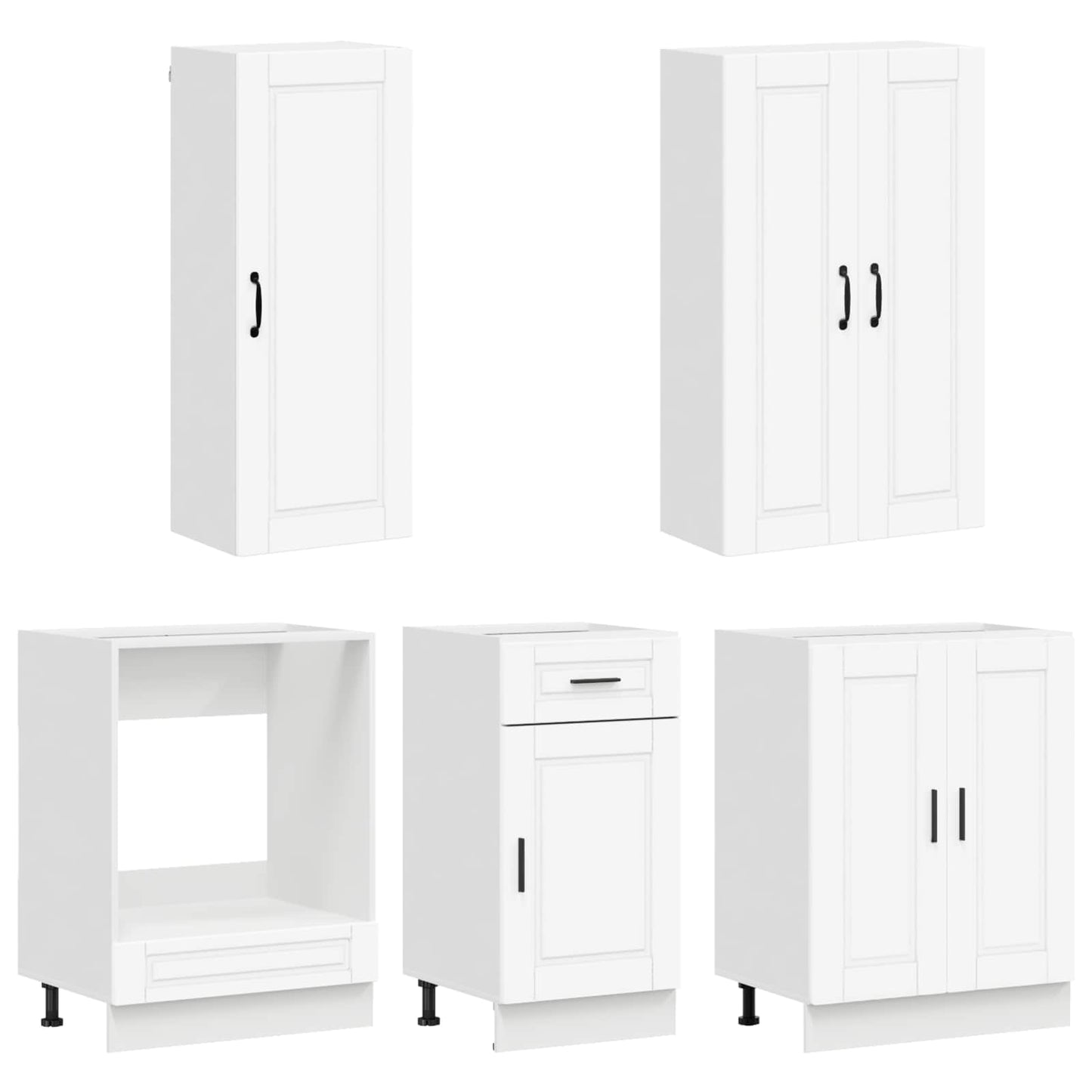 vidaXL Kitchen Unit PORTO 5 pcs White Engineered Wood