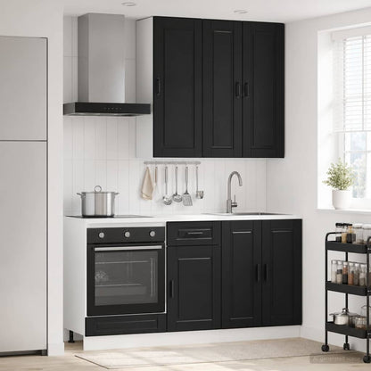 vidaXL Kitchen Unit PORTO 5 pcs Black Engineered Wood