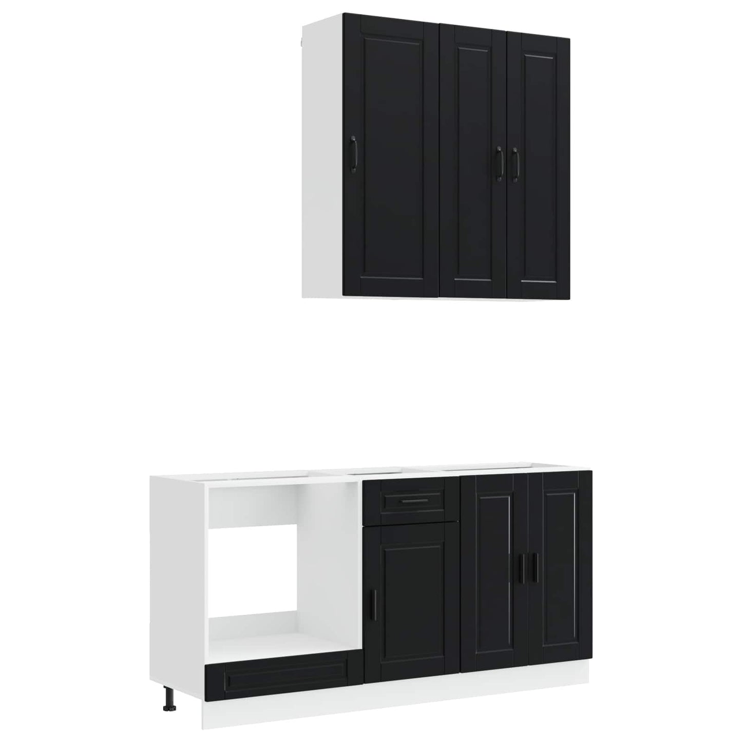 vidaXL Kitchen Unit PORTO 5 pcs Black Engineered Wood