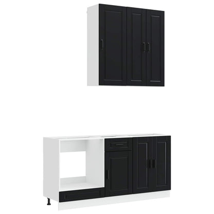 vidaXL Kitchen Unit PORTO 5 pcs Black Engineered Wood