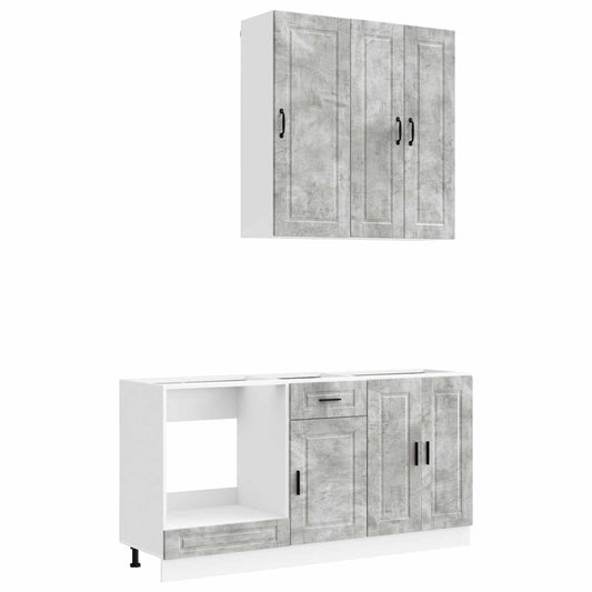vidaXL Kitchen Unit PORTO 5 pcs Concrete Grey Engineered Wood