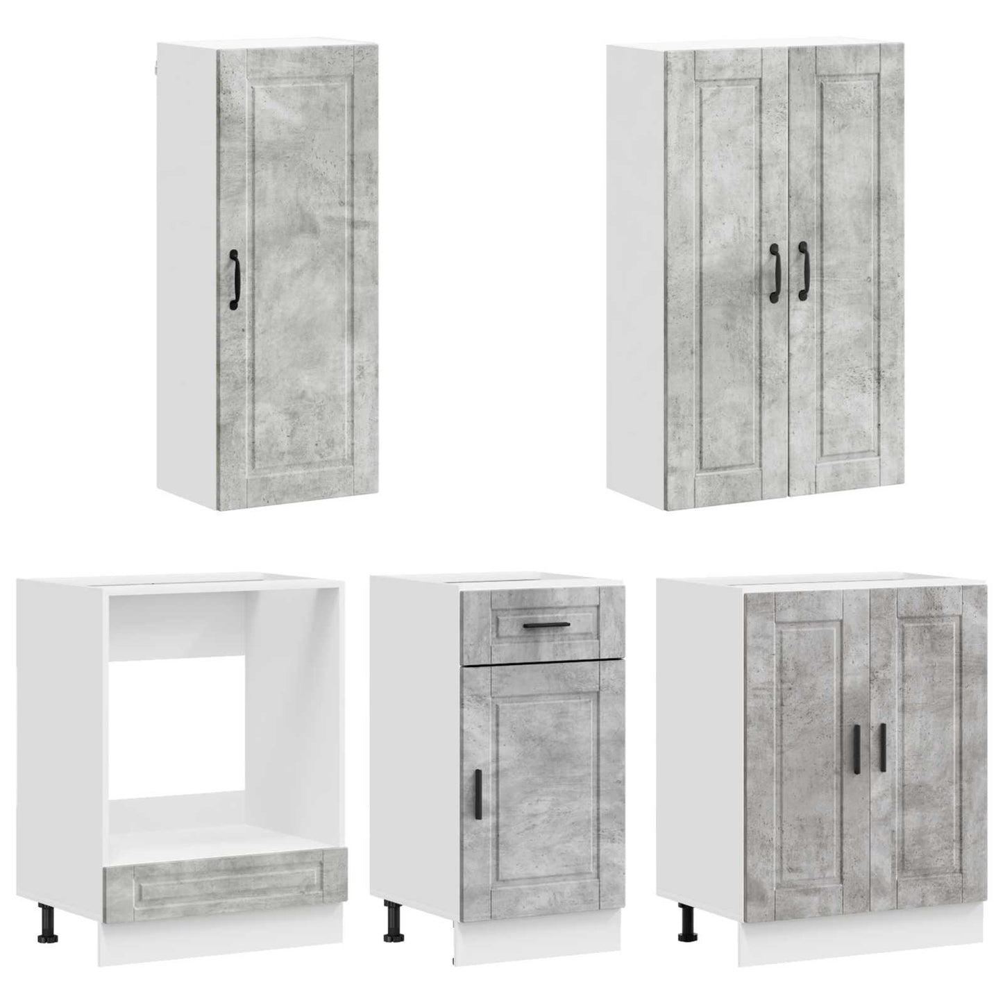 vidaXL Kitchen Unit PORTO 5 pcs Concrete Grey Engineered Wood