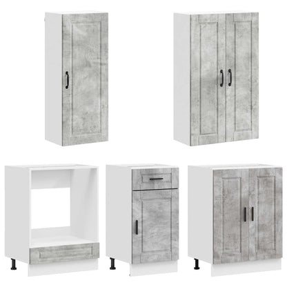 vidaXL Kitchen Unit PORTO 5 pcs Concrete Grey Engineered Wood