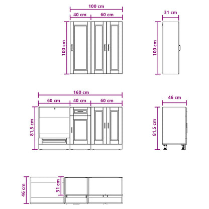vidaXL Kitchen Unit PORTO 5 pcs Concrete Grey Engineered Wood