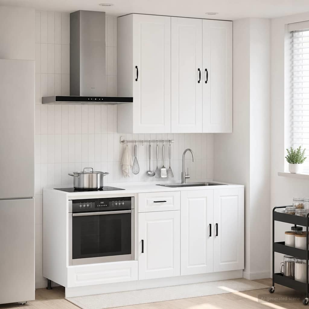 vidaXL Kitchen Unit PORTO 5 pcs High Gloss White Engineered Wood
