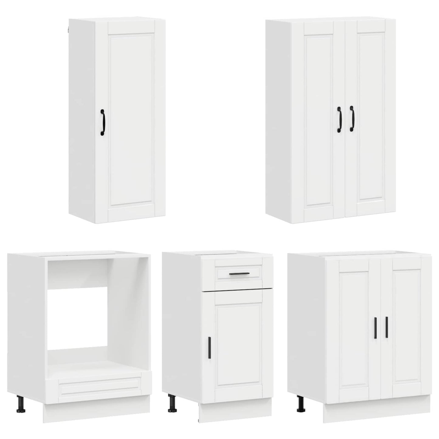 vidaXL Kitchen Unit PORTO 5 pcs High Gloss White Engineered Wood