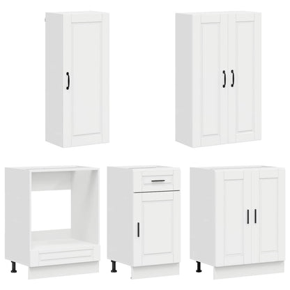 vidaXL Kitchen Unit PORTO 5 pcs High Gloss White Engineered Wood