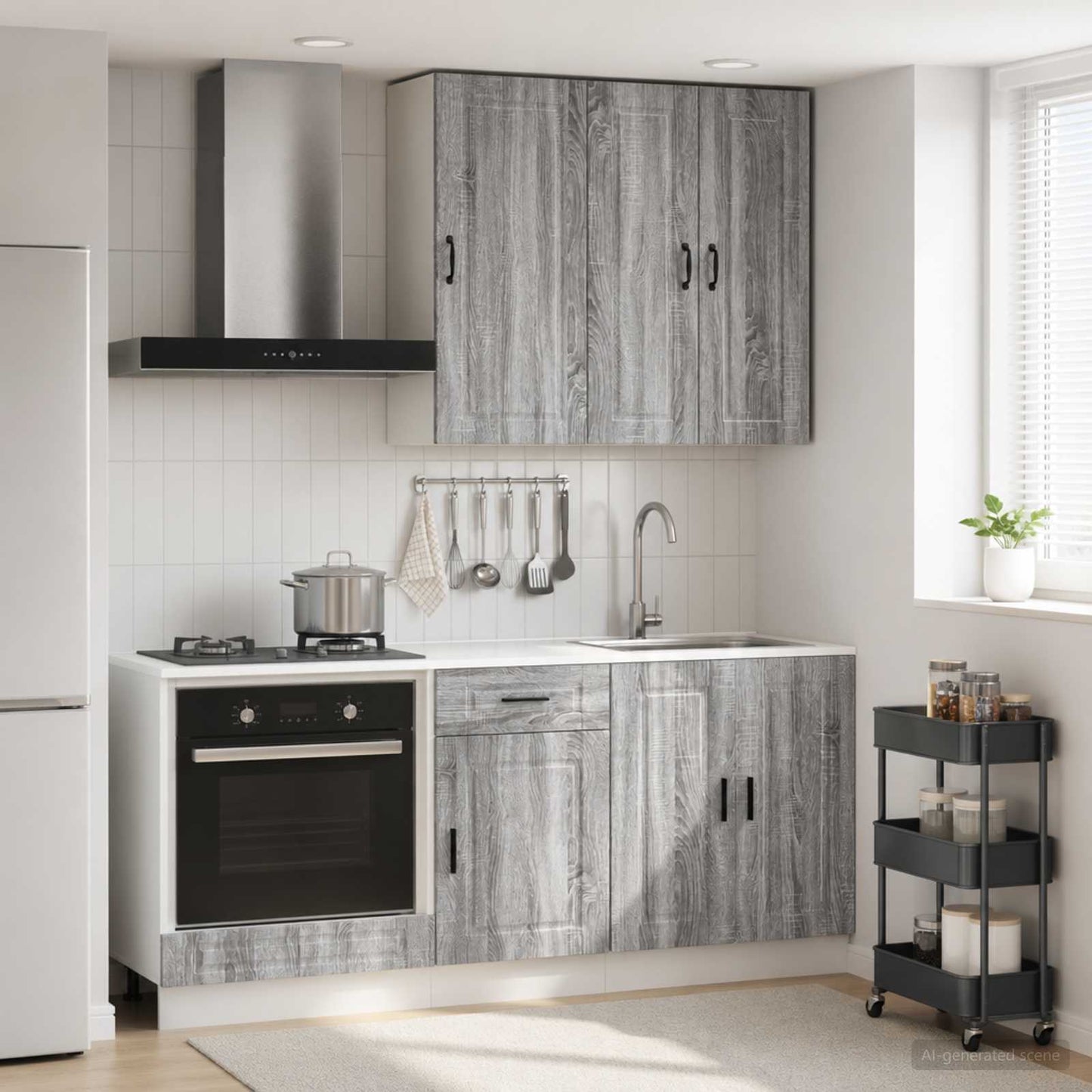 vidaXL Kitchen Unit PORTO 5 pcs Grey Sonoma Engineered Wood