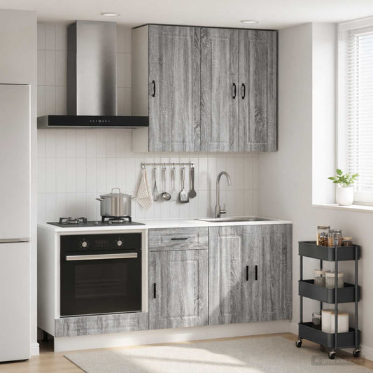vidaXL Kitchen Unit PORTO 5 pcs Grey Sonoma Engineered Wood