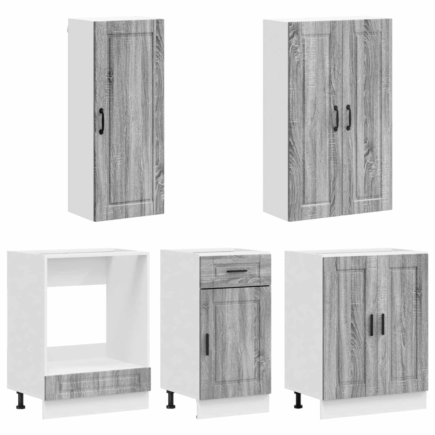 vidaXL Kitchen Unit PORTO 5 pcs Grey Sonoma Engineered Wood