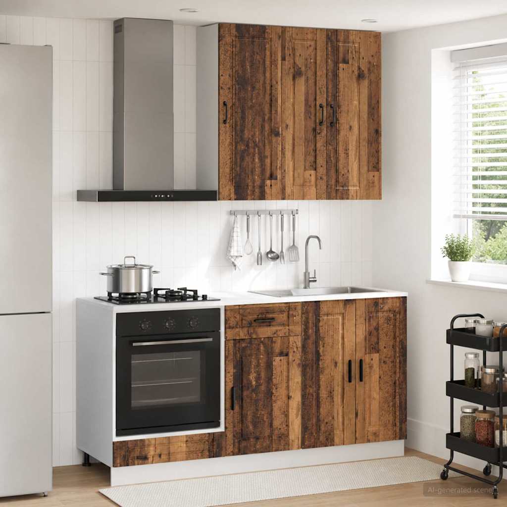 vidaXL Kitchen Unit PORTO 5 pcs Old Wood Engineered Wood