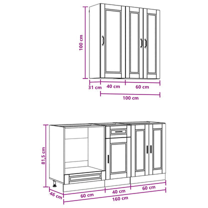 vidaXL Kitchen Unit PORTO 5 pcs Old Wood Engineered Wood