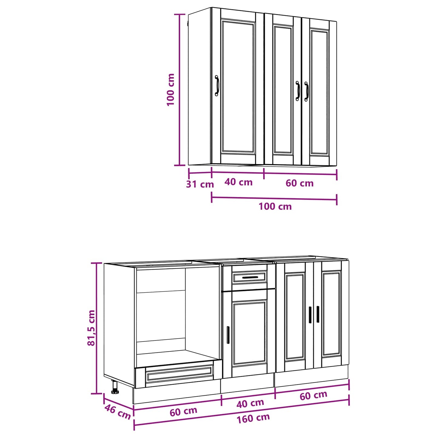 vidaXL Kitchen Unit PORTO 5 pcs Artisan Oak Engineered Wood