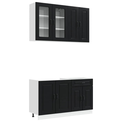 vidaXL Kitchen Unit KALMAR 4 pcs Black Engineered Wood