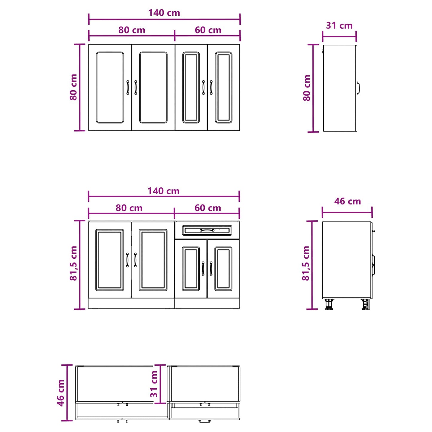 vidaXL Kitchen Unit KALMAR 4 pcs Sonoma Oak Engineered Wood