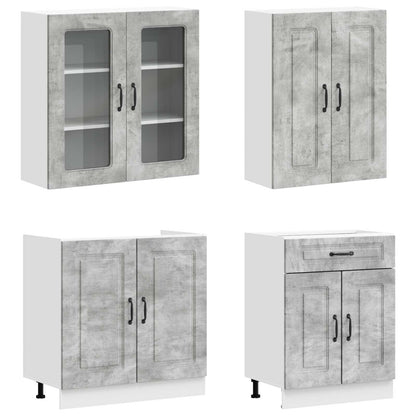 vidaXL Kitchen Unit KALMAR 4 pcs Concrete Grey Engineered Wood