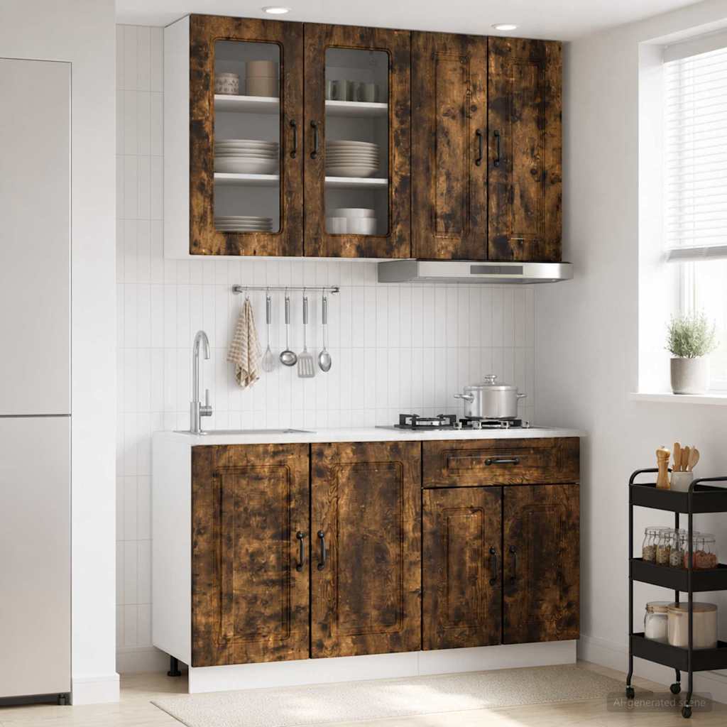 vidaXL Kitchen Unit KALMAR 4 pcs Smoked Oak Engineered Wood
