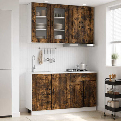 vidaXL Kitchen Unit KALMAR 4 pcs Smoked Oak Engineered Wood