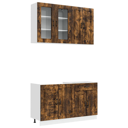 vidaXL Kitchen Unit KALMAR 4 pcs Smoked Oak Engineered Wood