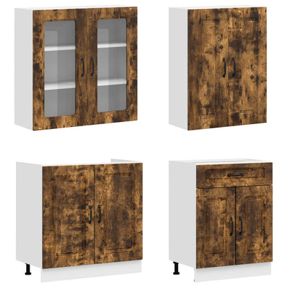 vidaXL Kitchen Unit KALMAR 4 pcs Smoked Oak Engineered Wood