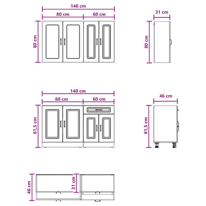 vidaXL Kitchen Unit KALMAR 4 pcs Smoked Oak Engineered Wood