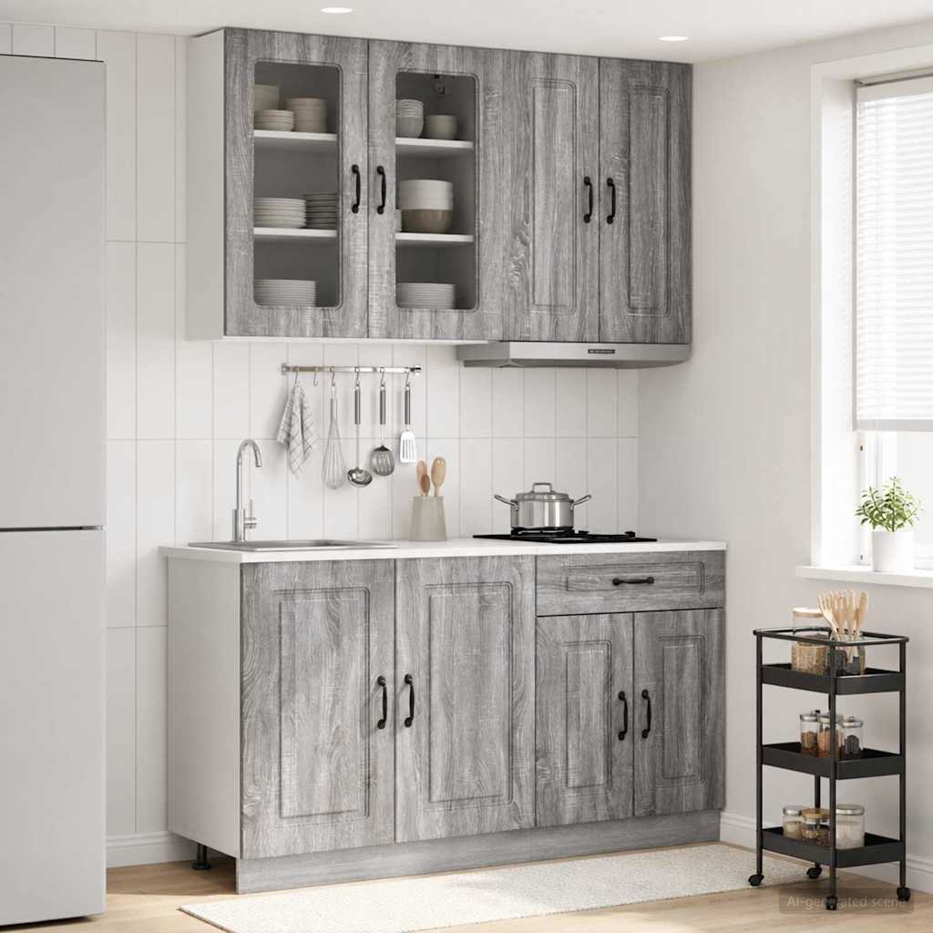 vidaXL Kitchen Unit KALMAR 4 pcs Grey Sonoma Engineered Wood