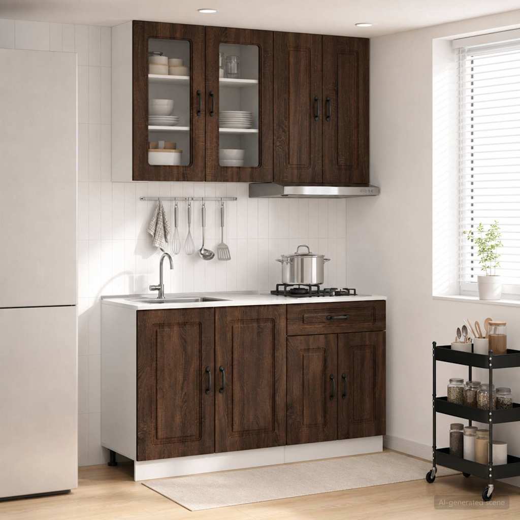 vidaXL Kitchen Unit KALMAR 4 pcs Brown Oak Engineered Wood
