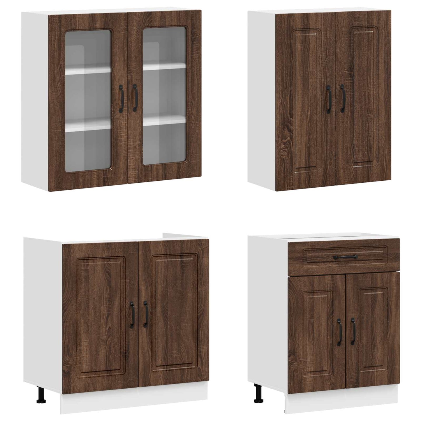 vidaXL Kitchen Unit KALMAR 4 pcs Brown Oak Engineered Wood