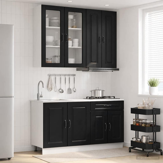 vidaXL Kitchen Unit KALMAR 4 pcs Black Engineered Wood