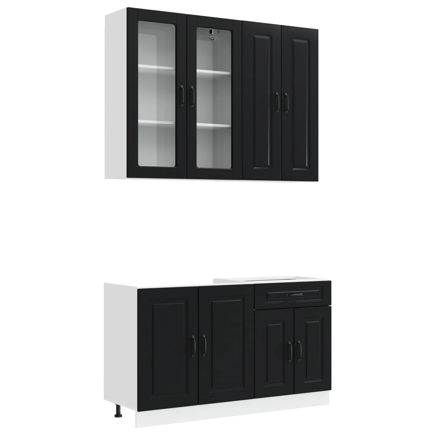 vidaXL Kitchen Unit KALMAR 4 pcs Black Engineered Wood