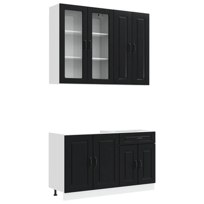 vidaXL Kitchen Unit KALMAR 4 pcs Black Engineered Wood