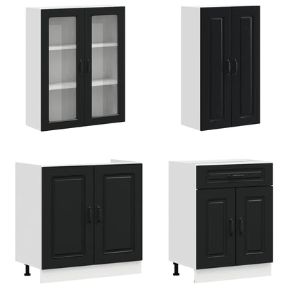 vidaXL Kitchen Unit KALMAR 4 pcs Black Engineered Wood