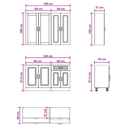 vidaXL Kitchen Unit KALMAR 4 pcs Sonoma Oak Engineered Wood