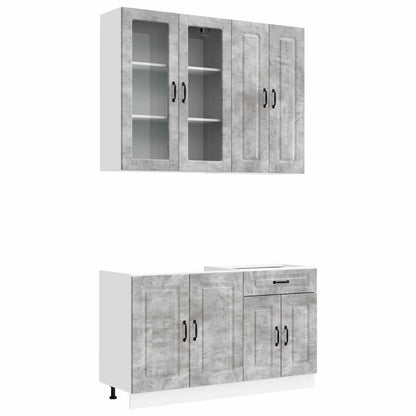 vidaXL Kitchen Unit KALMAR 4 pcs Concrete Grey Engineered Wood