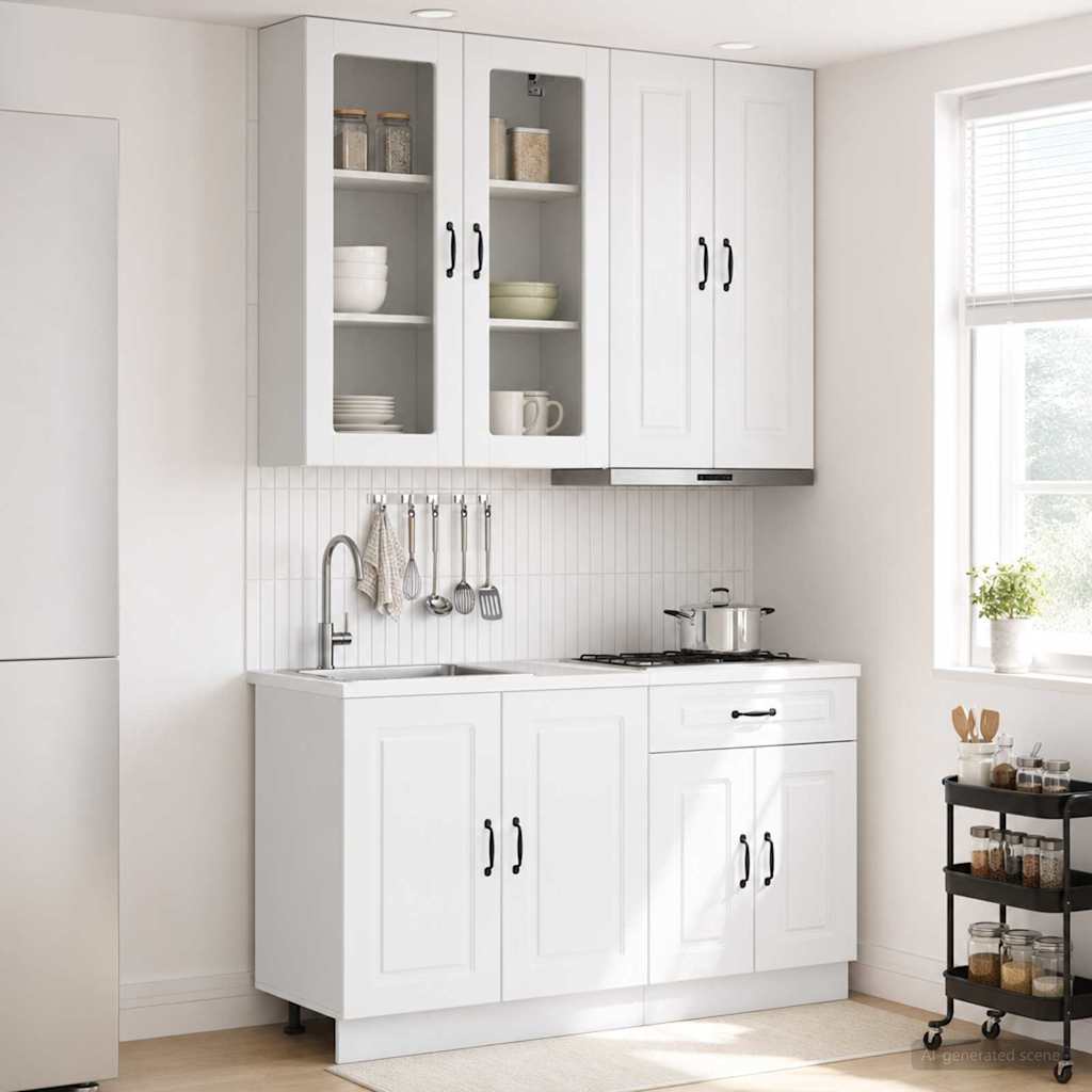 vidaXL Kitchen Unit KALMAR 4 pcs High Gloss White Engineered Wood