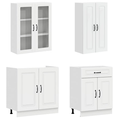 vidaXL Kitchen Unit KALMAR 4 pcs High Gloss White Engineered Wood