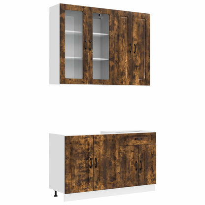 vidaXL Kitchen Unit KALMAR 4 pcs Smoked Oak Engineered Wood