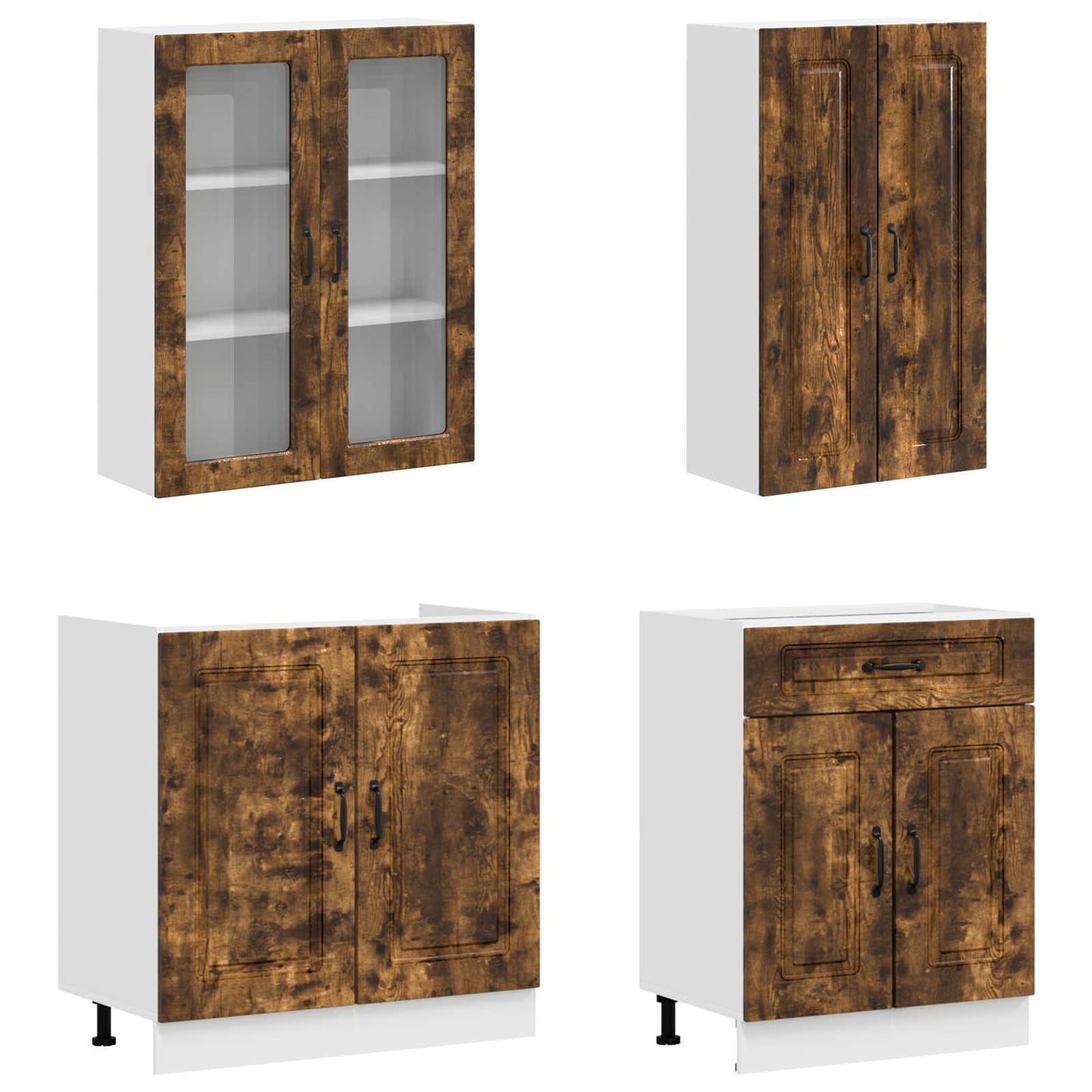 vidaXL Kitchen Unit KALMAR 4 pcs Smoked Oak Engineered Wood