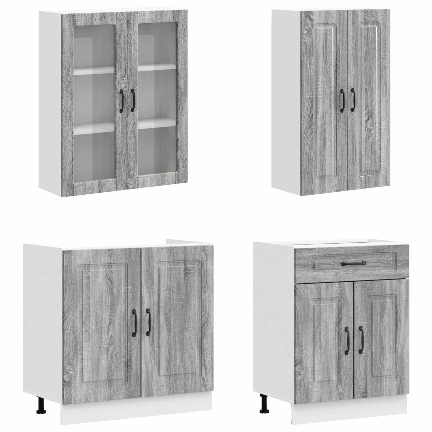 vidaXL Kitchen Unit KALMAR 4 pcs Grey Sonoma Engineered Wood