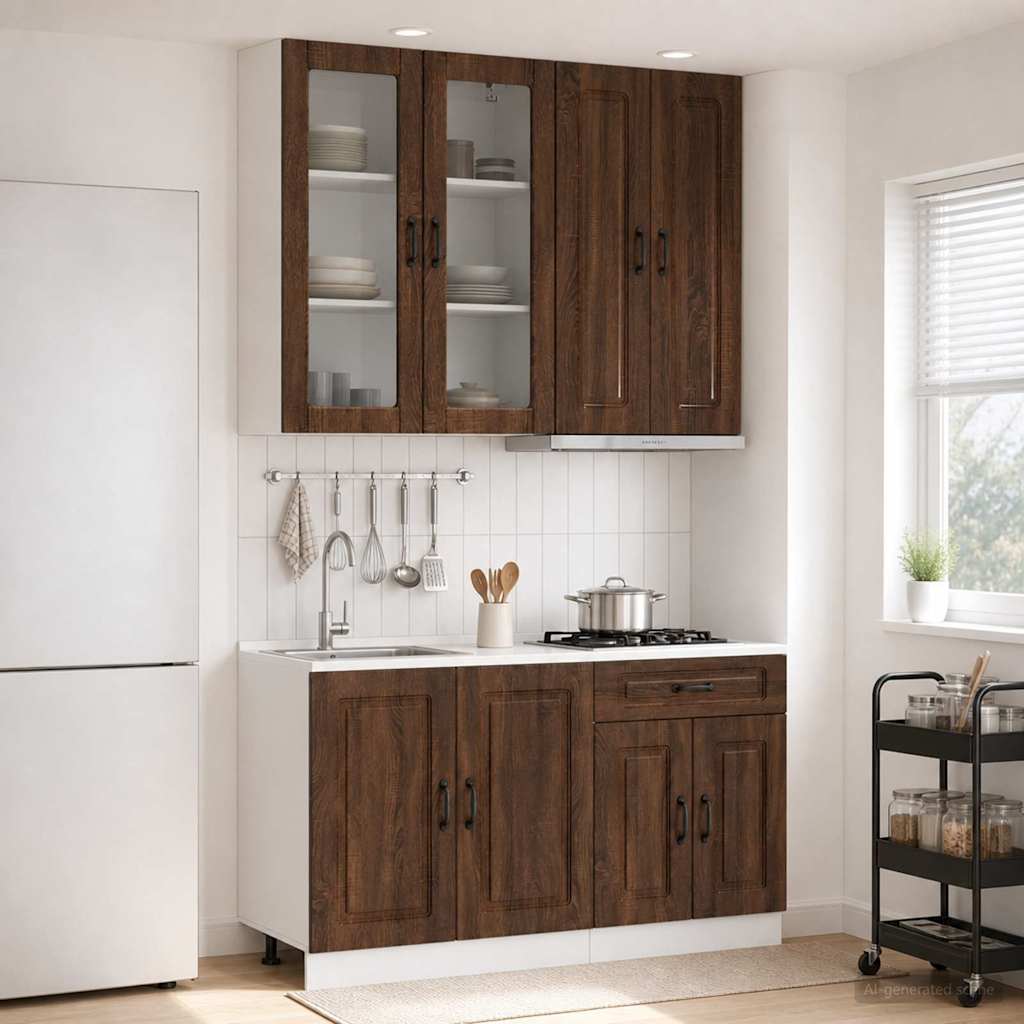 vidaXL Kitchen Unit KALMAR 4 pcs Brown Oak Engineered Wood