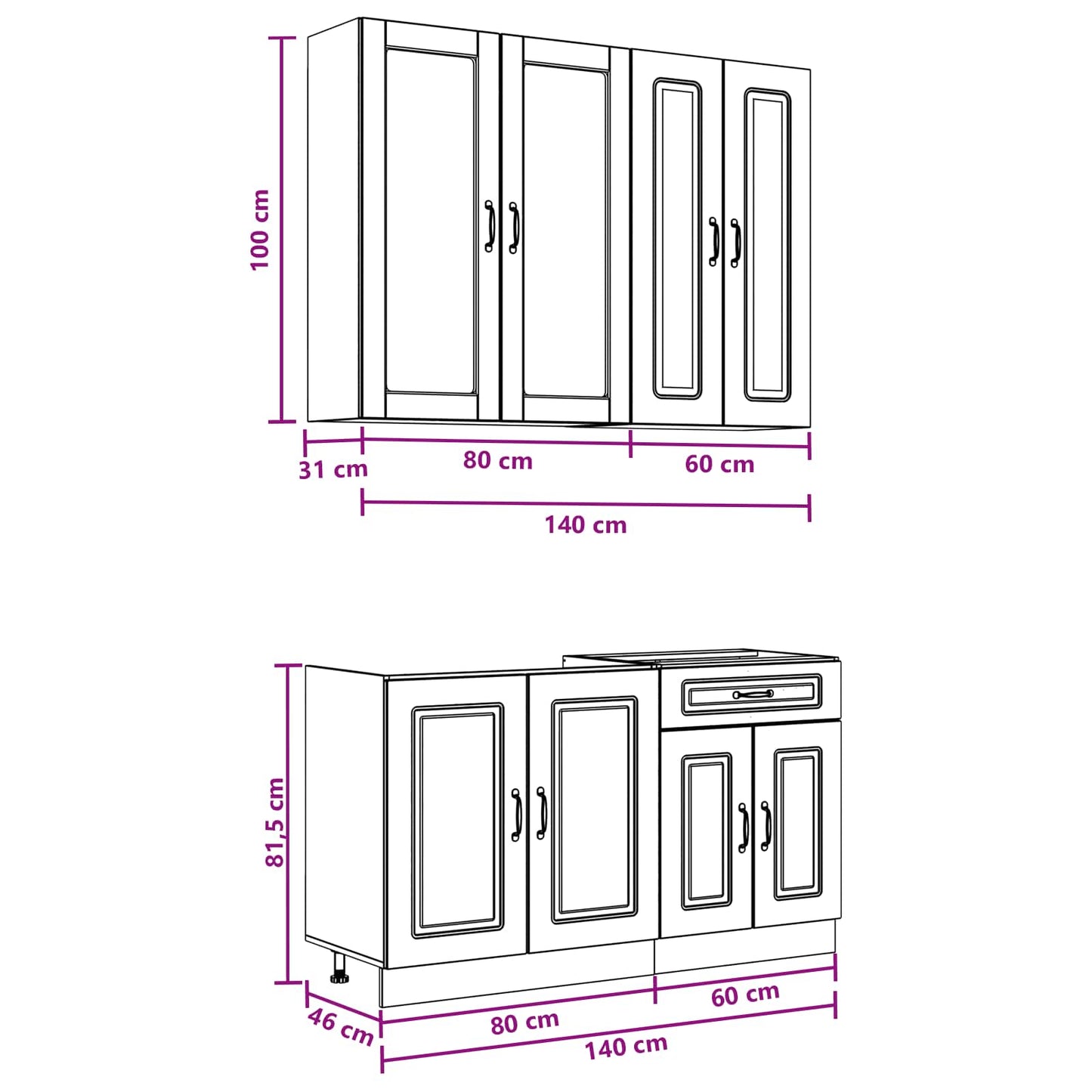 vidaXL Kitchen Unit KALMAR 4 pcs Artisan Oak Engineered Wood