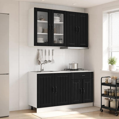 vidaXL Kitchen Unit LUCCA 4 pcs Black Engineered Wood