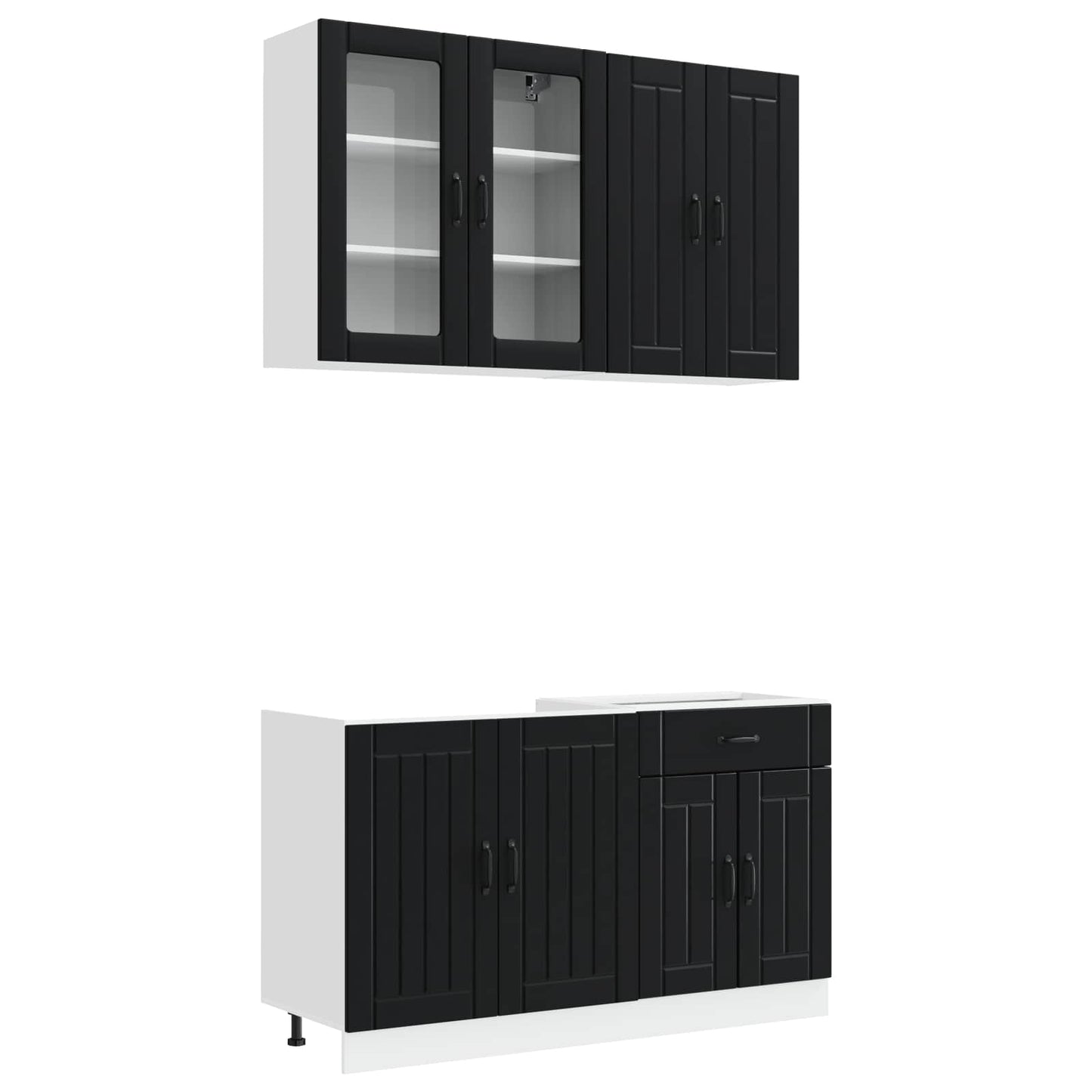 vidaXL Kitchen Unit LUCCA 4 pcs Black Engineered Wood